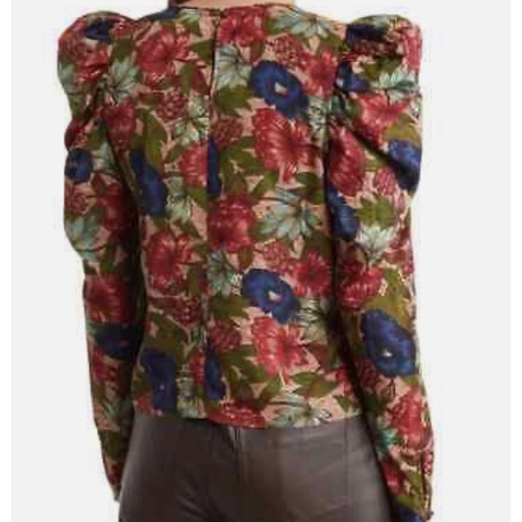NWT WALTER BAKER Vanessa Puff Long Sleeve Royal Garden Floral  Top Blousell - Picture 2 of 3